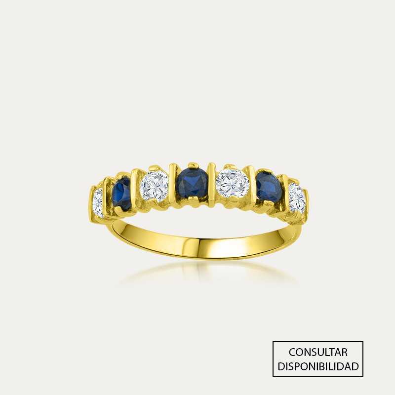 Anillo Oro Amarillo Piedra Azul y Circonita Charlotte