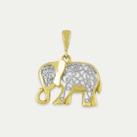 Colgante Oro Bicolor Elefante Safari