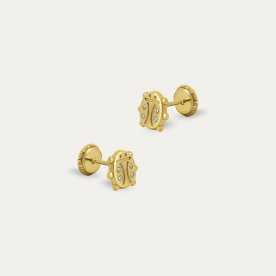 Pendientes Oro Con Circonitas Ladybug