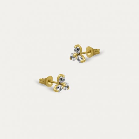 Pendientes Oro Con Circonitas Trebol