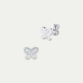 Pendientes Oro Blanco Mariposa Circonitas Izbat | Joyerías ARESSO