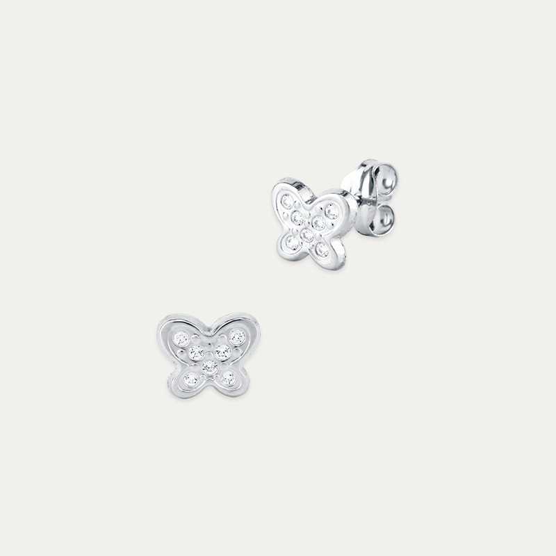 Pendientes Oro Blanco Mariposa Circonitas Izbat