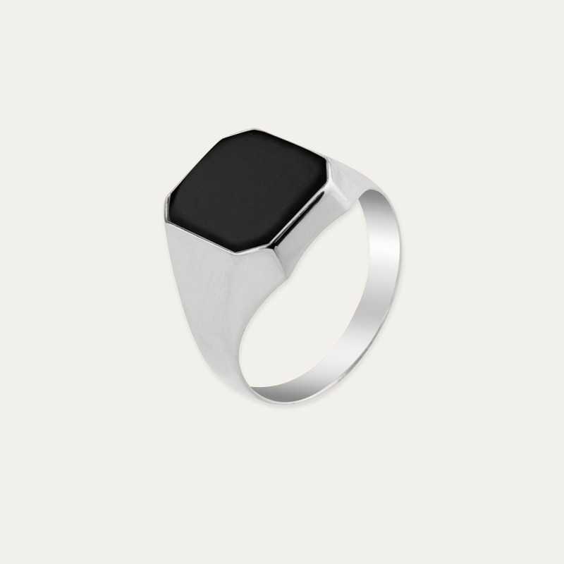 Sello Plata Cuadrado Esmaltado Negro