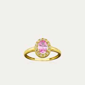 Sortija de Oro con Piedra de Color Rosa de Francia Siena