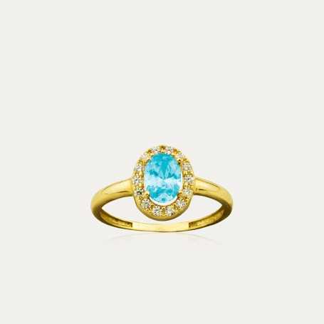 Sortija Oro Piedra Color Aguamarina Siena | Joyerías ARESSO