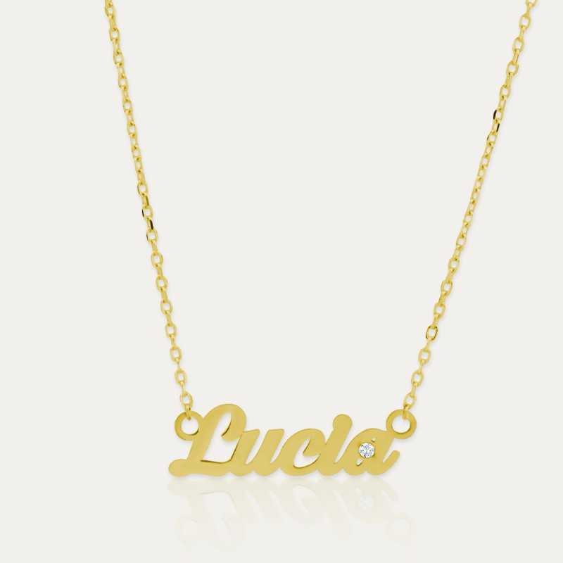 Collar Oro 9k Nombre Personalizado Diamante Glittery