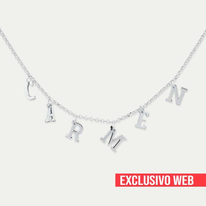 Collar Nombre Personalizado Plata Letras Colgantes