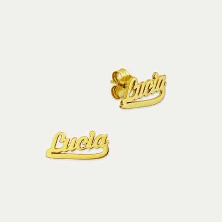 Pendientes de Nombre Personalizado en Oro 9k