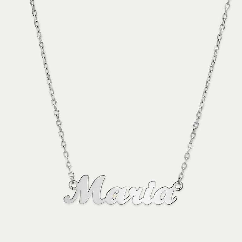 Collar Plata Nombre Personalizado Circonita Bromley