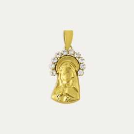 Medalla Oro 18k Piedras Virgen Pray