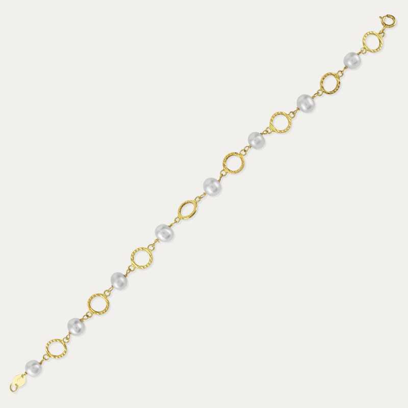 Pulsera Oro 18k Perlas Rondure