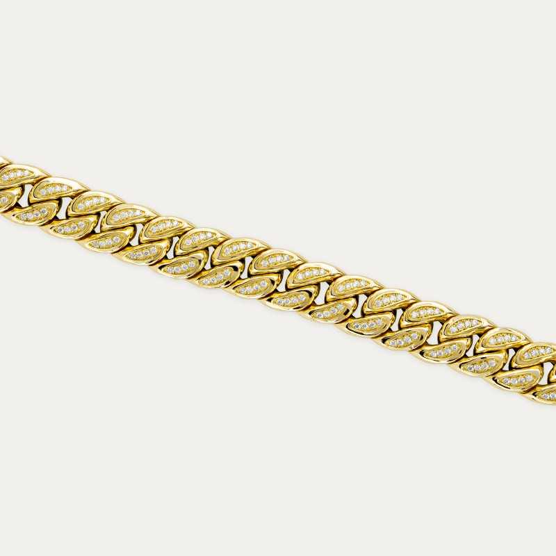 Pulsera de Oro con Eslabón Cubana y Circonitas Holguín