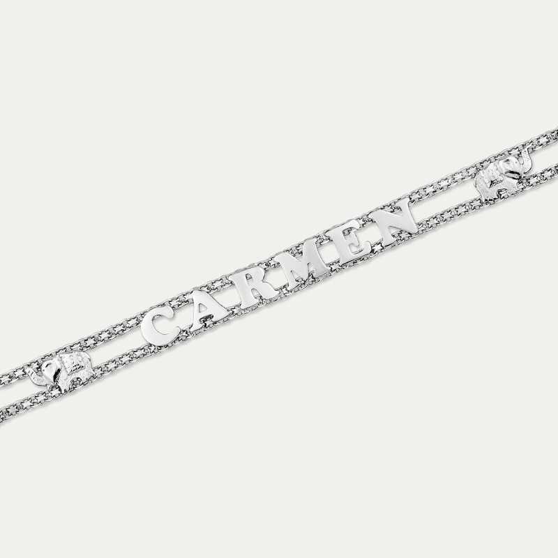 Pulsera Elefantes Con Nombre Personalizado Plata Bismark zoom