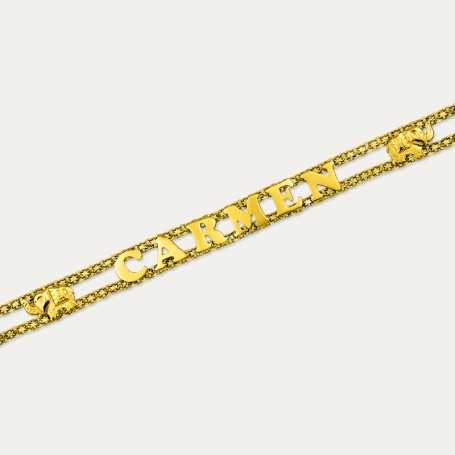 Pulsera Elefantes Con Nombre Personalizado Plata Dorada Bismark Zoom