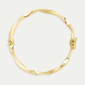 Pulsera Media Caña Oro Retorcida Brillo Mate Opole