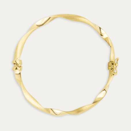 Pulsera Media Caña Oro Retorcida Brillo Mate Opole
