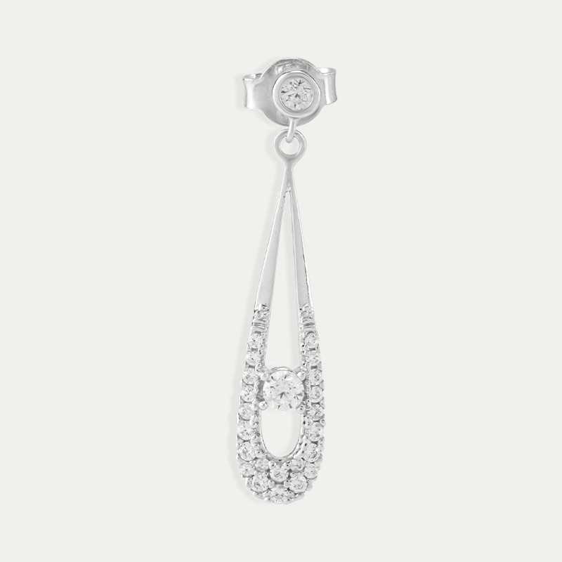 Pendientes Oro Blanco 18k Piedras Tear | OFERTA | Joyerías ARESSO |