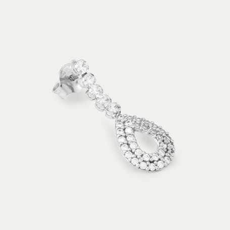 Pendiente de Oro Blanco 18k Novia Zirconia Gout