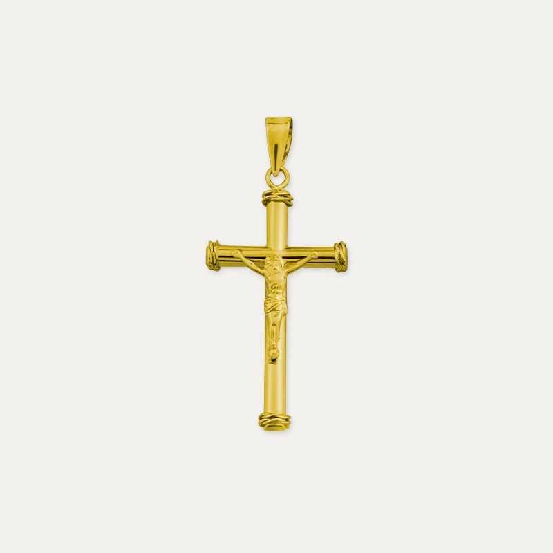 Colgante Oro 9k Cruz Tubular Cristo