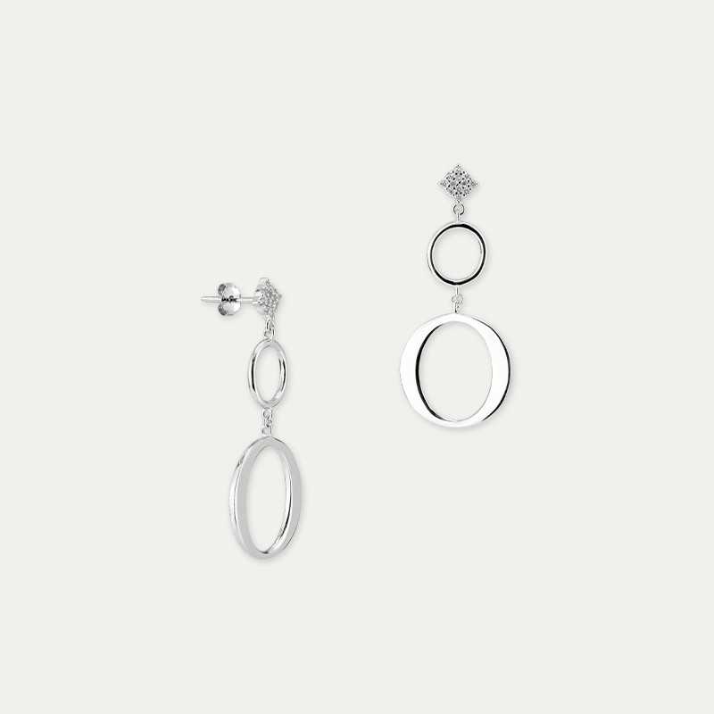 Pendientes Plata Plateada Grey Circles