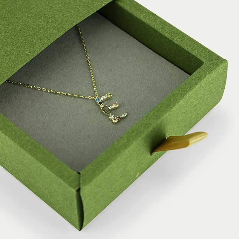 Gargantilla Plata Inicial Letra Piedras De Color Eternal