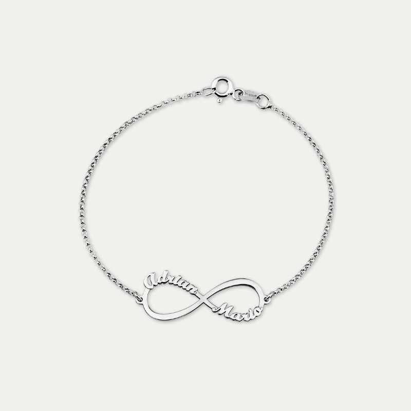 Pulsera Infinito Nombres Personalizados Plata Plateada