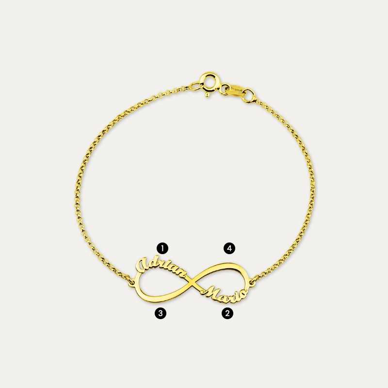 Pulsera Plata Dorada Infinito Nombres...