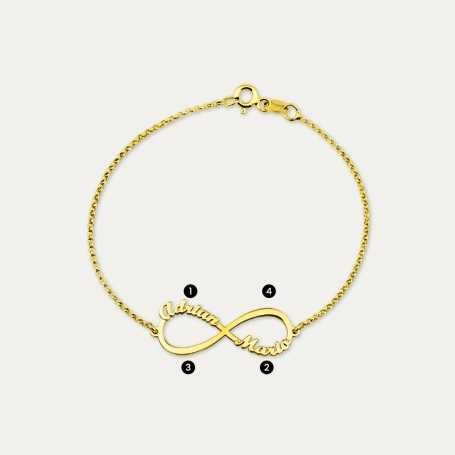 Pulsera Plata Dorada Infinito Nombres Personalizados