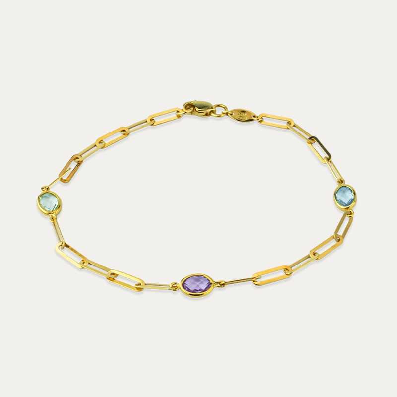 Pulsera Oro Forza Plano Piedras Color L'Aurora