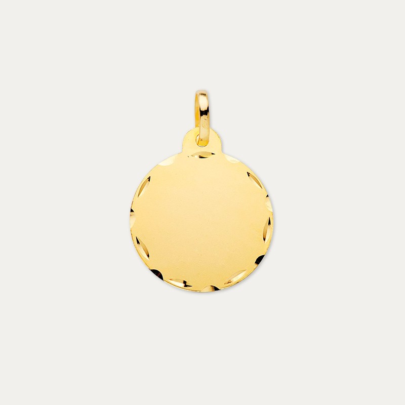 Colgante Chapa Oro Circular Mate Lisa Disc