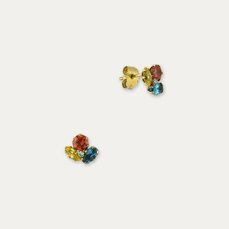 Pendientes Oro 9k Piedra Color Chieti