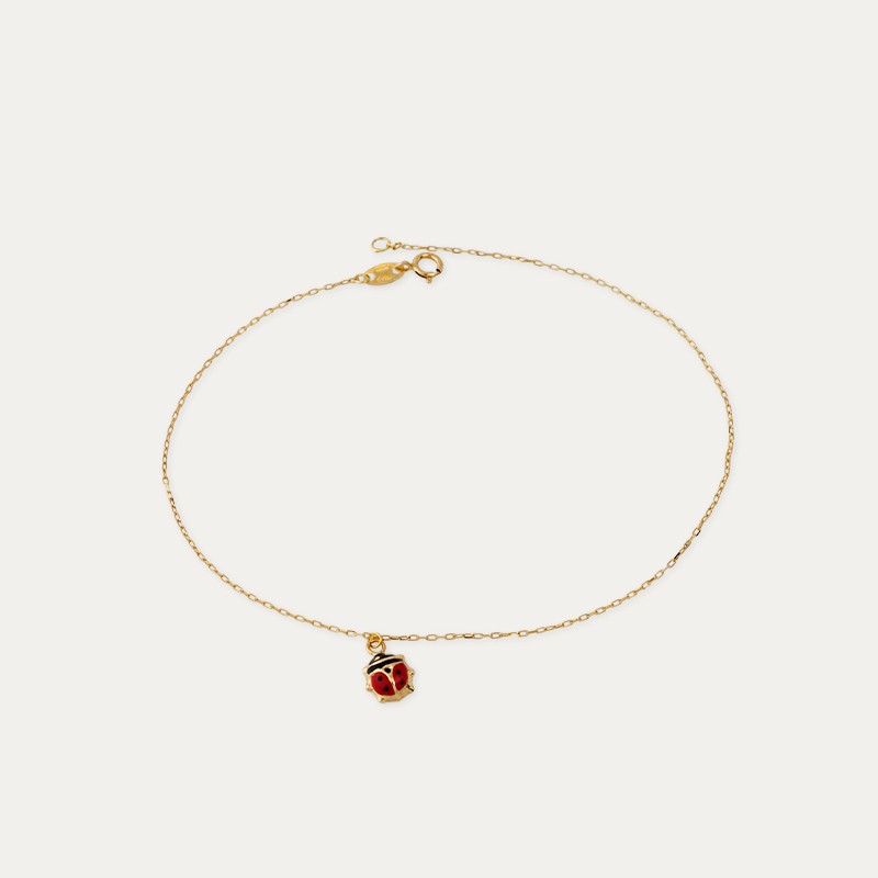 Pulsera Tobillera Oro Mariquita Coccinella