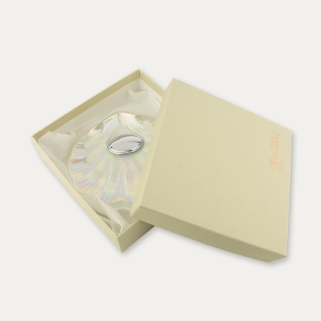 Concha Bautismal Efecto Nacarado Placa Plata caja