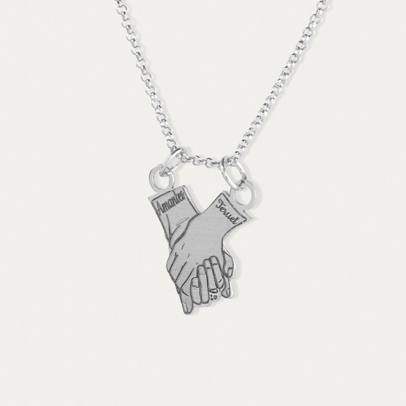 Collar Plata Amantes Teruel Manos Belover zoom