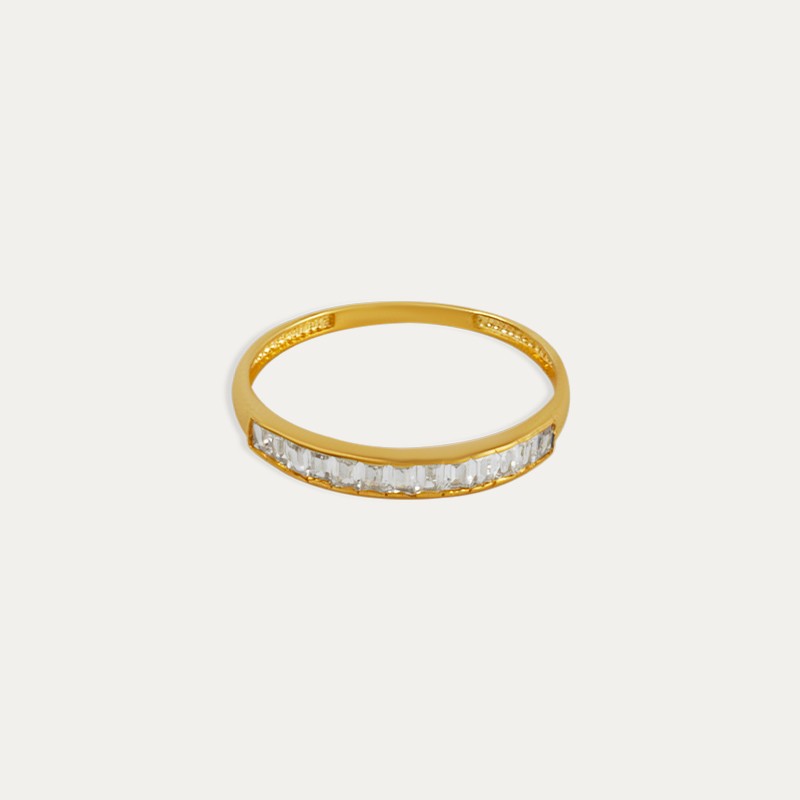 Anillo Oro Carril Circonitas Troina frontal