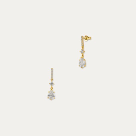 Pendientes Largos Oro Circonitas Moon