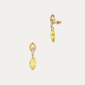 Pendientes Largos Oro Lágrima Amarilla Florence