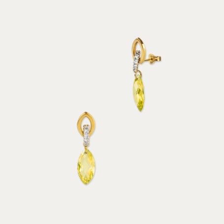 Pendientes Largos Oro Lágrima Amarilla Florence