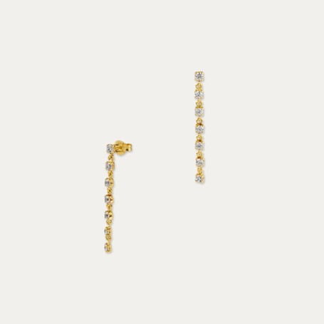Pendientes Largos Oro Con Circonitas Abira