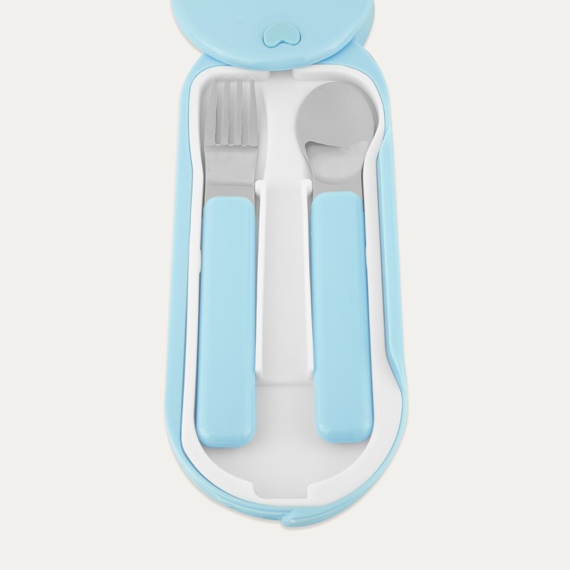 Set Cubiertos Infantil Plata Azul Elefante zoom