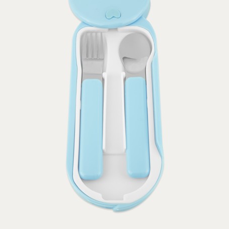 Set Cubiertos Infantil Plata Azul Elefante zoom