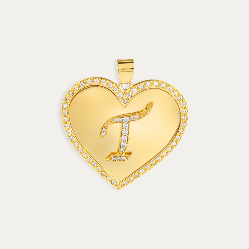 Colgante Oro 9k Inicial Personalizada Heart
