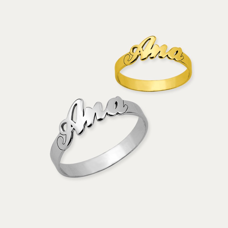 Sortija Personalizada con Nombre en Plata Muestra