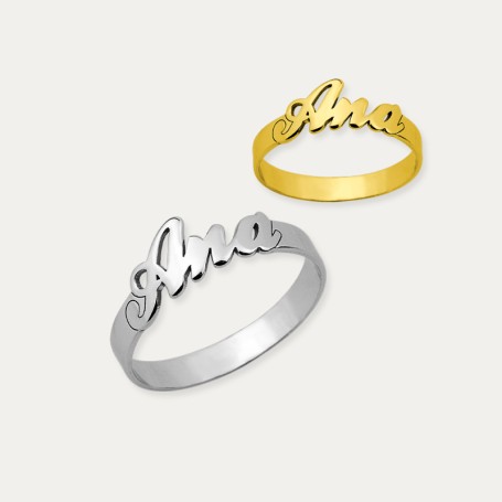 Sortija Personalizada con Nombre en Plata Muestra