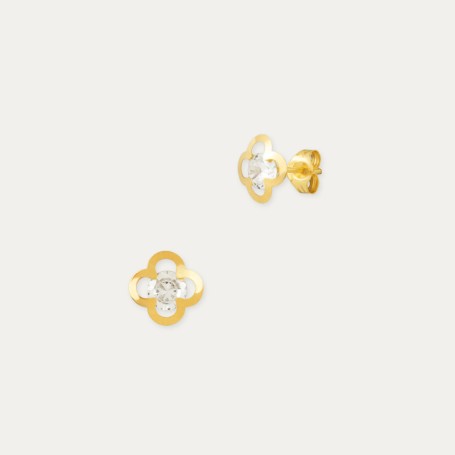 Pendientes Oro 18k Flor Circonita Cavtat