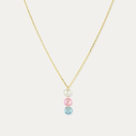 Collar en Oro de 9k con Tres Piedras Color Minerve