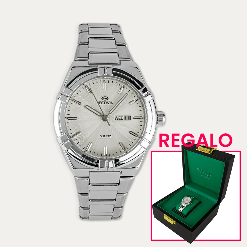 Reloj Acero Mujer Blanco Regalo Caja Lujo