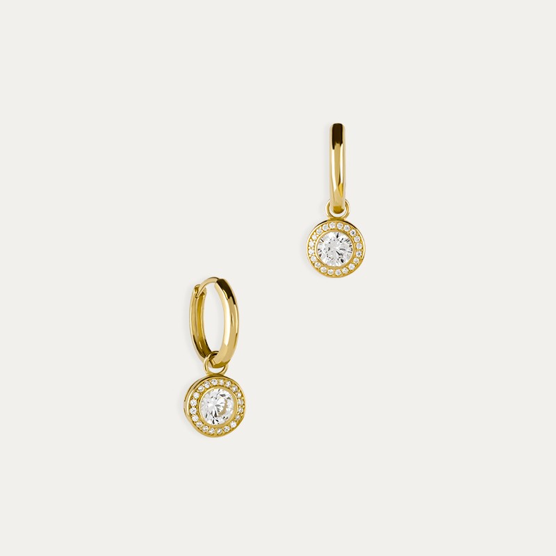 Pendientes Aro Oro Circonitas Oval Adelia