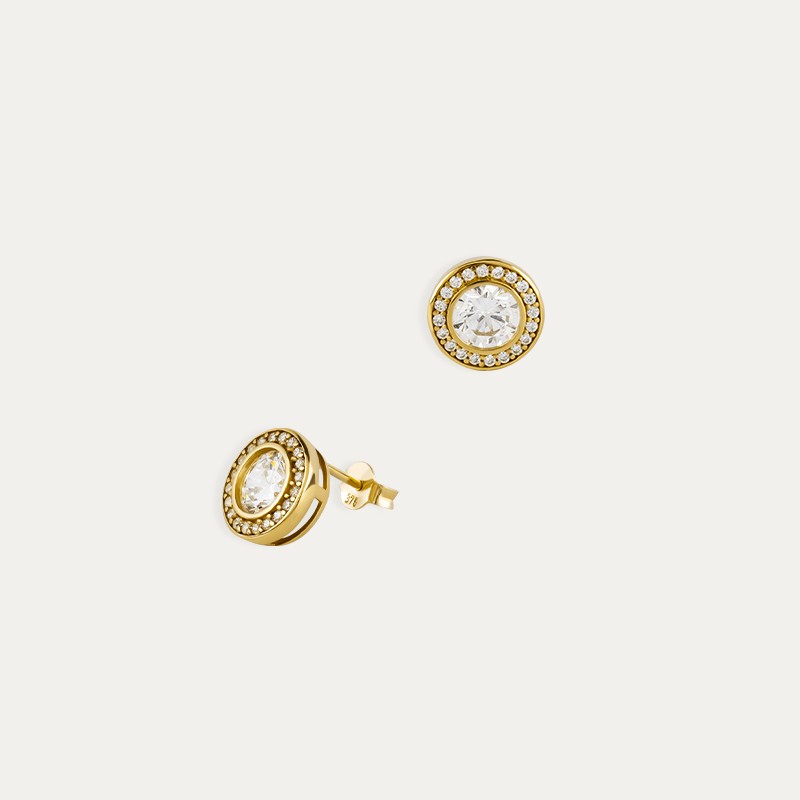 Pendientes Oro Circonitas Oval Adelia