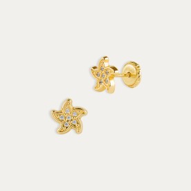 Pendientes Oro Circonitas Mini Starfish
